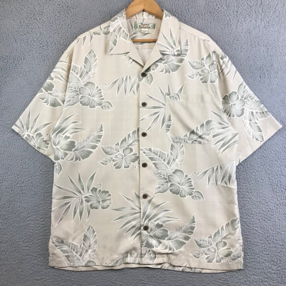 Tommy‎ Bahama Mens Floral Silk Hawaiian Button Up Shirt Size L